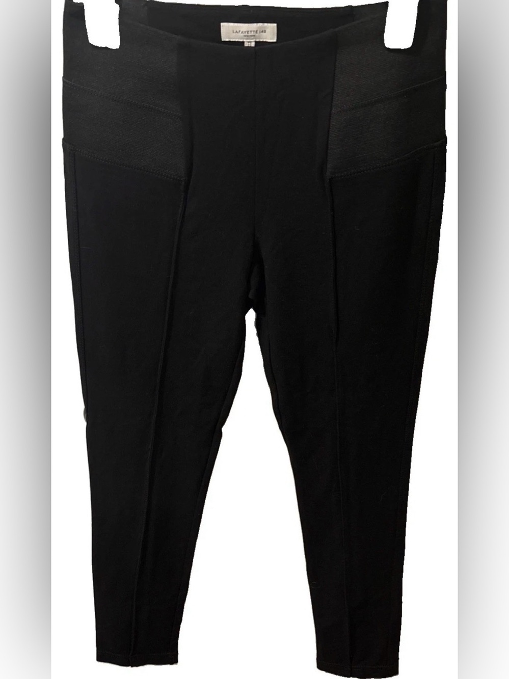 Lafayette 148 New York Black Gramercy Pintuck Stretch Pants Size 6 Quiet Luxury